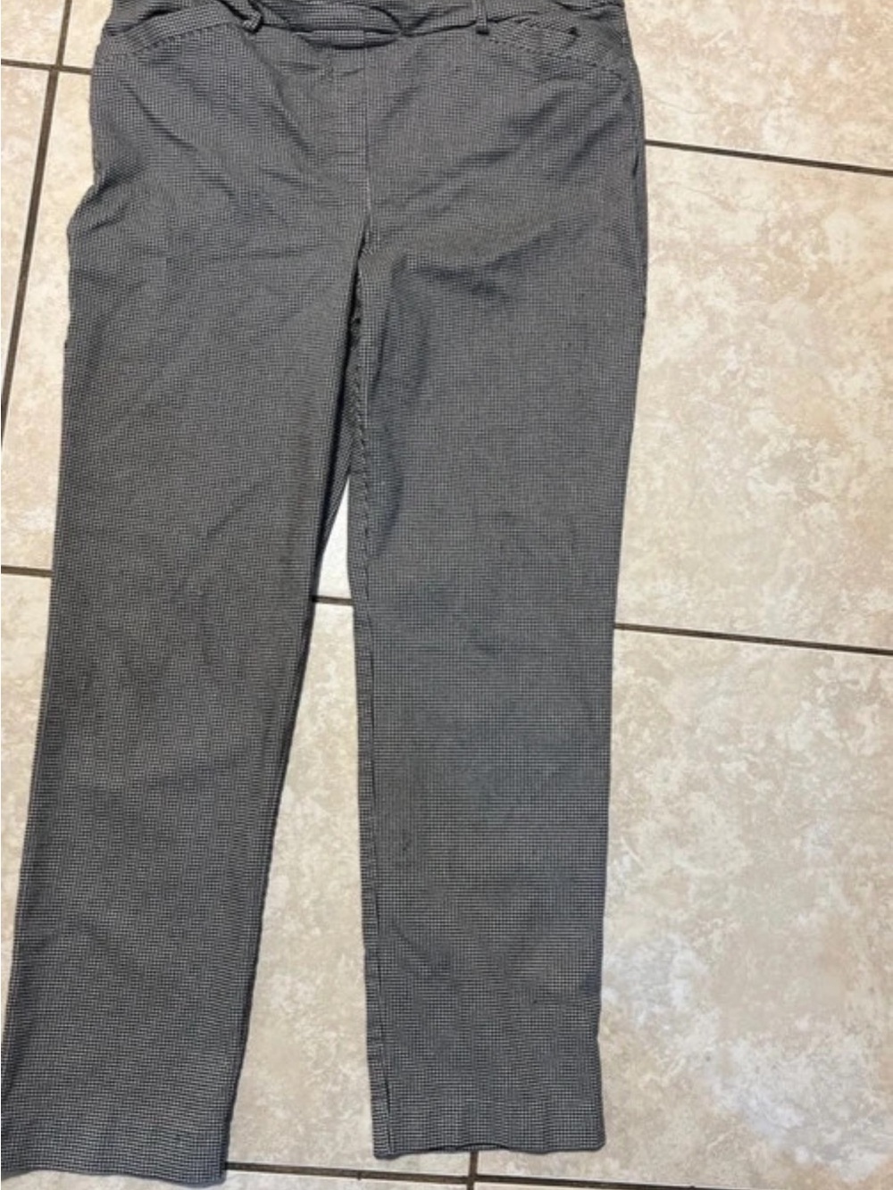 Hilary Radley Gray Houndstooth Straight-Leg Pants